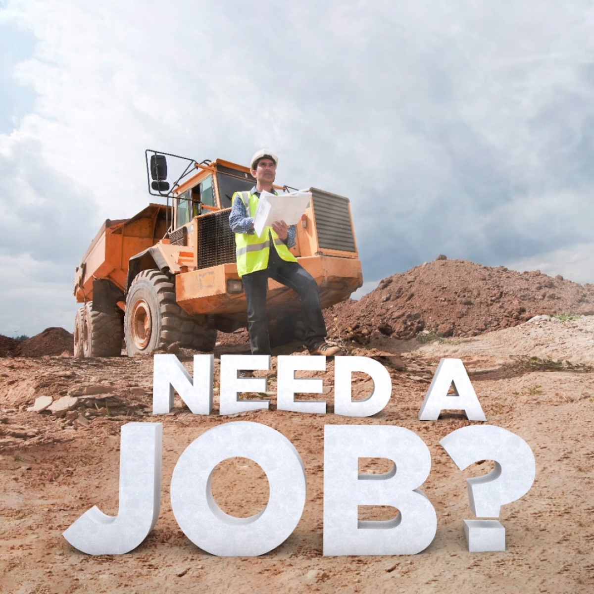 Construction site "Need a job?" benchmark ad