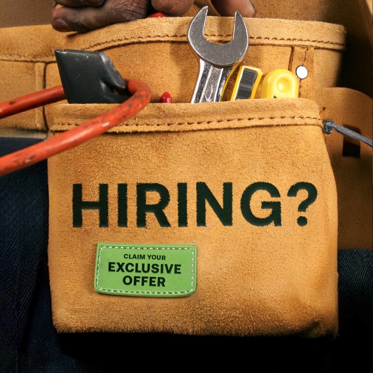 Tool belt "Hiring?" benchmark ad