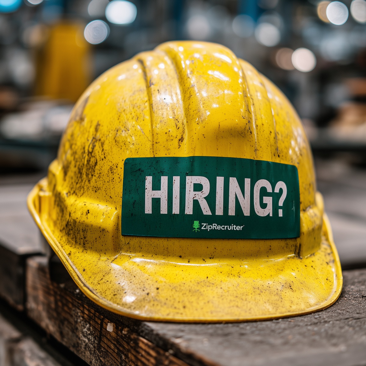 Manufacturing hard hat "Hiring?" ad