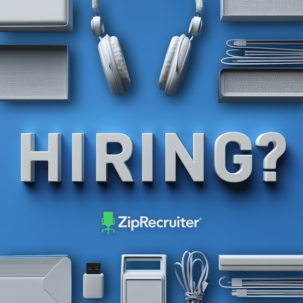 Retail flat-lay "Hiring?" ad