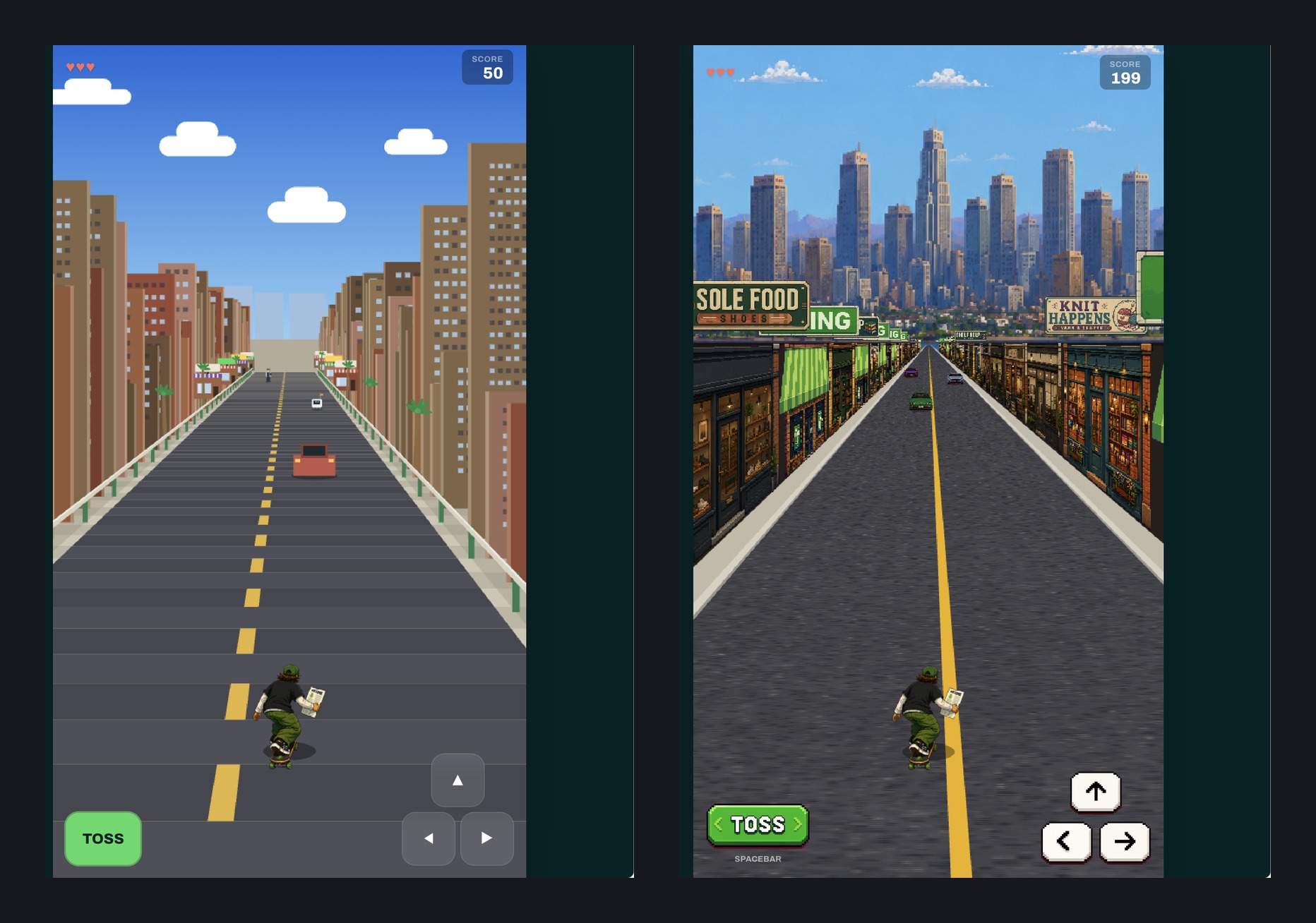 Storefronts before and after the perspective fix