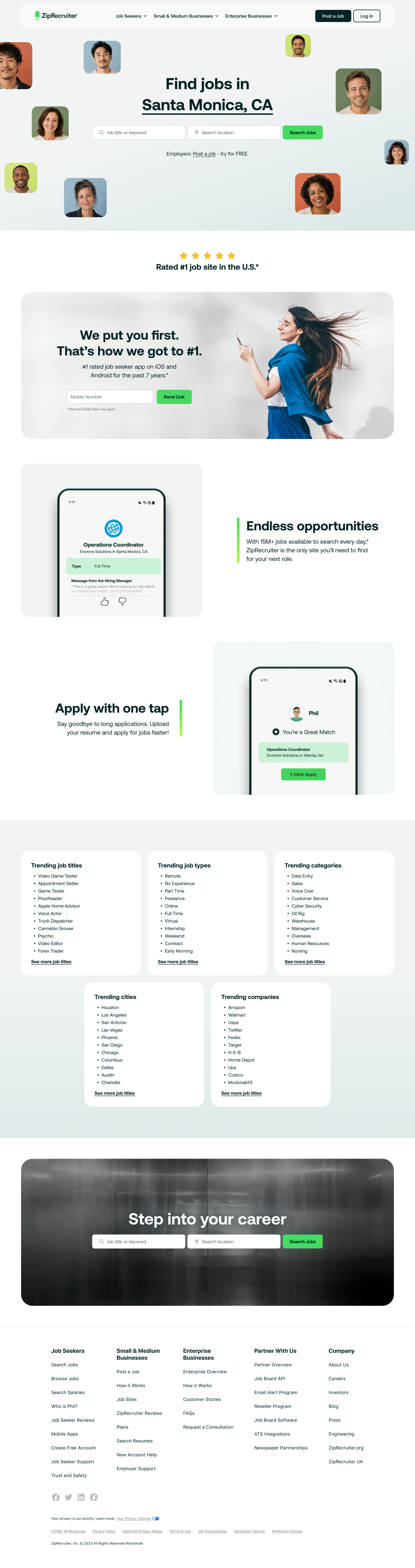 Search-jobs job seeker page, full desktop design